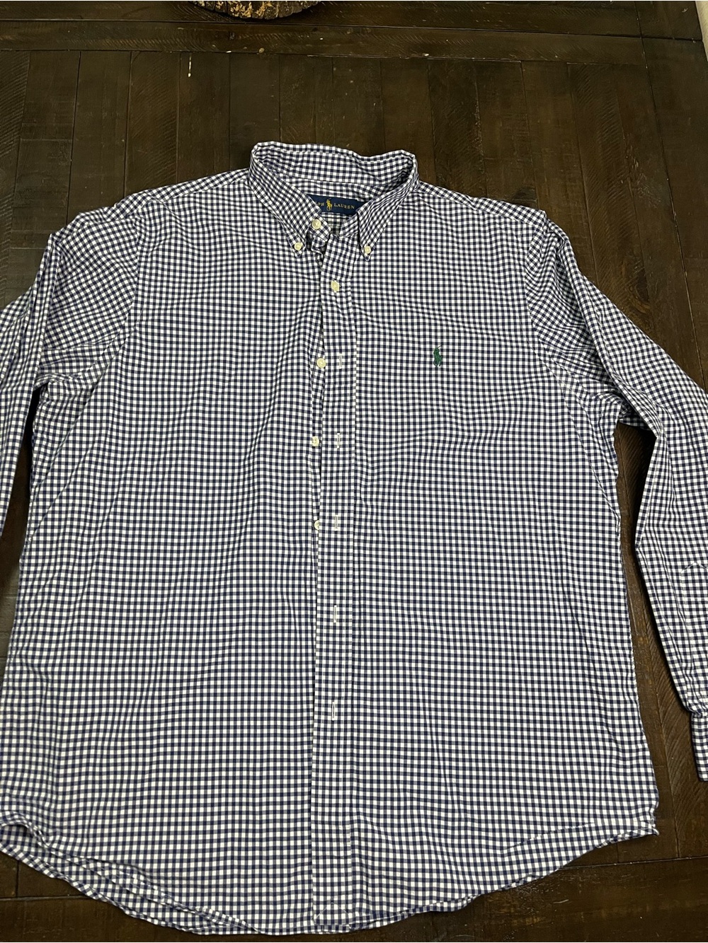 Polo by Ralph Lauren-Style Men's Navy Gingham Button-Down xl Shirt